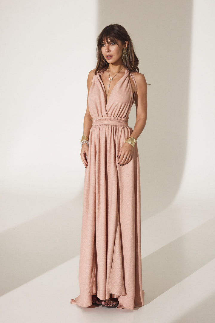 Rochie maxi din in |  IBIZA PINK